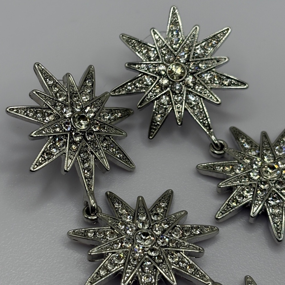 BRIDAL👰 CRYSTAL 🌟 STARBURST Earrings PAGEANT 👸 SWAROVSKI - Picture 8 of 9